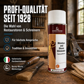 Borma Wachs Moisture and Bloom Eliminator – Effektiver Entferner von Feuchtigkeits- und Alkoholflecken auf lackierten Oberflächen