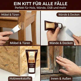 Acryl Holzkitt Feinspachtel für Holz, OSB und Wände in der Tube