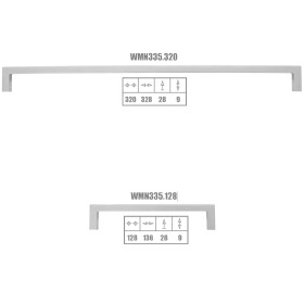 Elegante eckige Möbelgriffe schwarz-matt 320mm