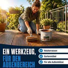 Fußbodenstreichbürste für Terrassendielen